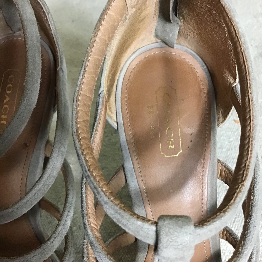 Coach Women’s Stone Beige Suede Strappy Sandals Sz. 8.5 - Picture 7 of 10